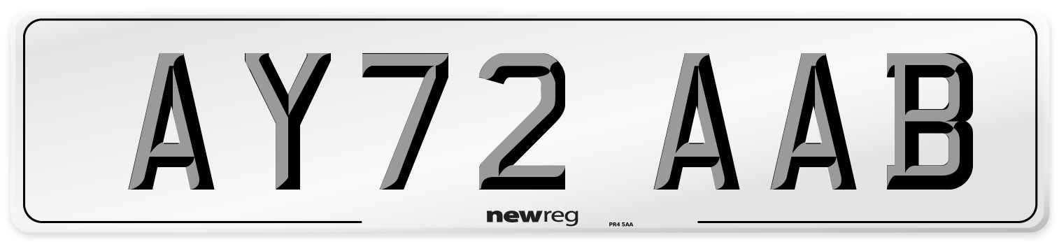 AY72 AAB Number Plate from New Reg